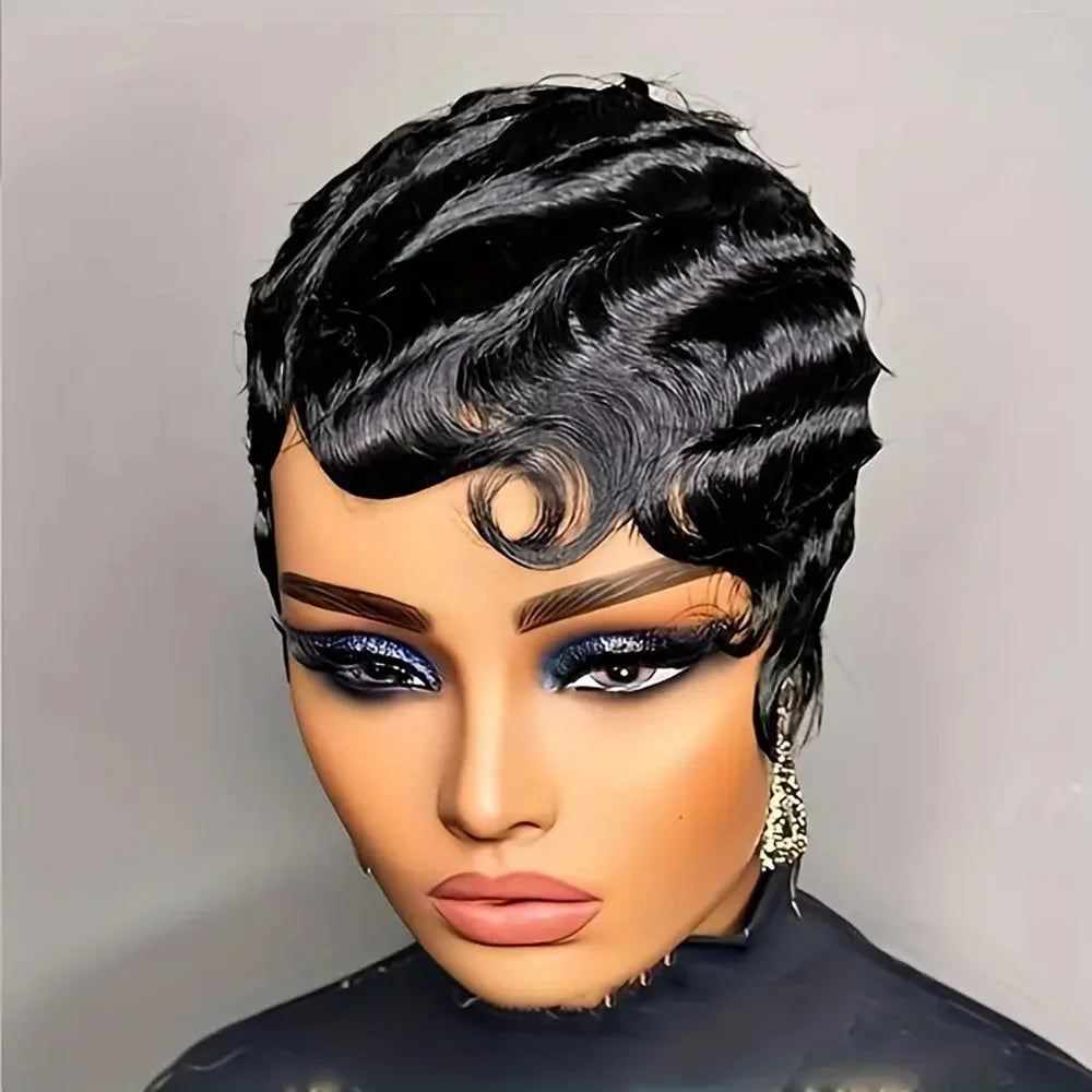 Short Finger Wave  Human Hair Wig