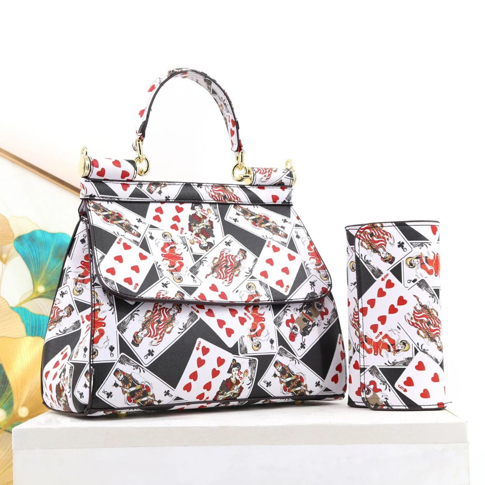 Large Suit Print Handbag