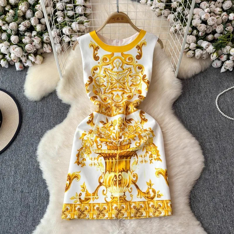 Summer Sleeveless Porcelain Dress