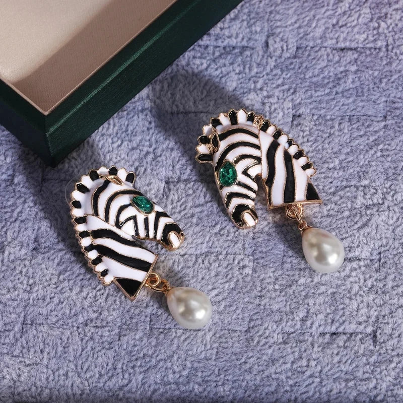 Novel Zebra Head Earrings