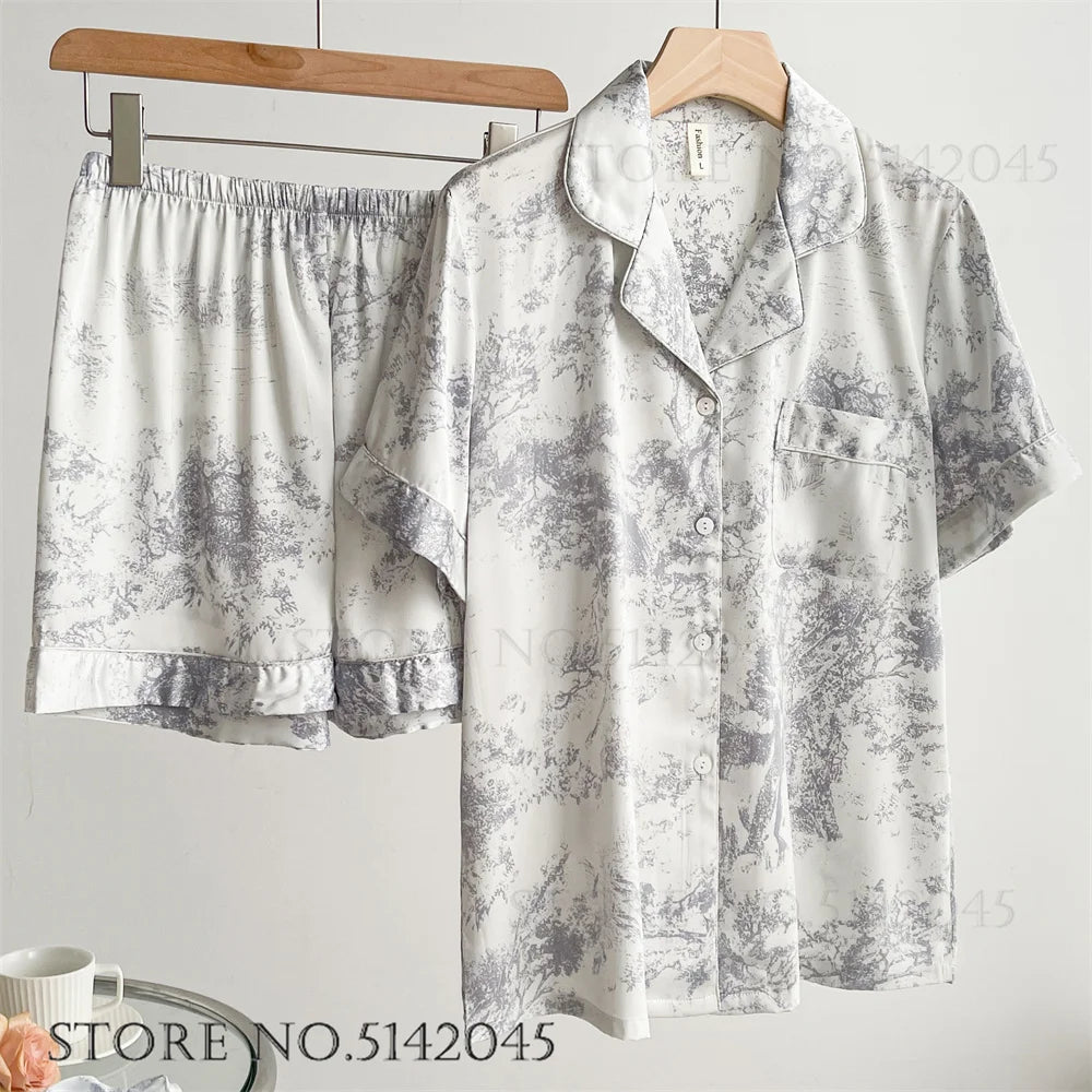 Print Flower  Pajamas Set