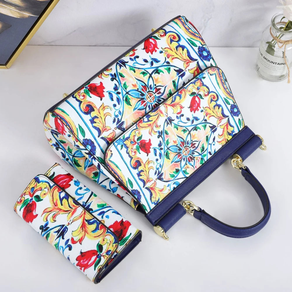 Large Suit Print Handbag