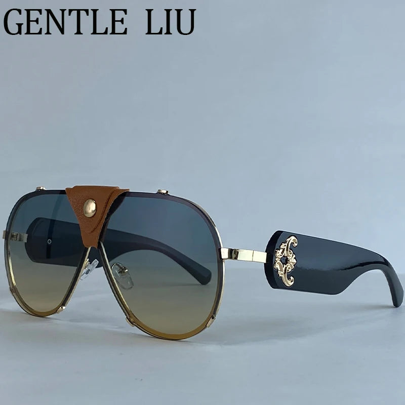 Steampunk Oversized Leather Sunglasses