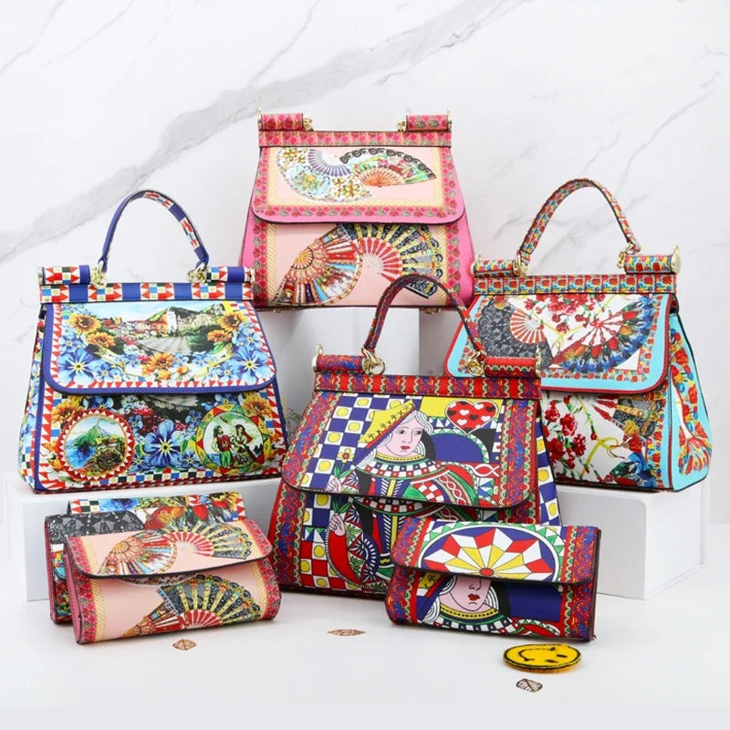 Large Suit Print Handbag