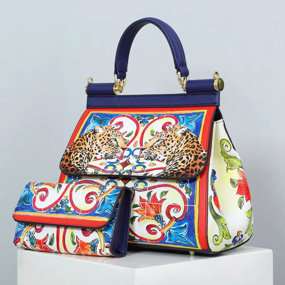 Large Suit Print Handbag