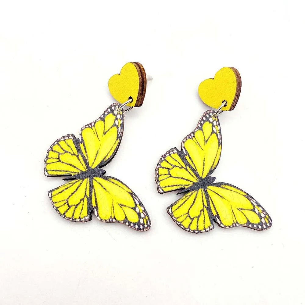 Colorful Butterfly Wood Earrings