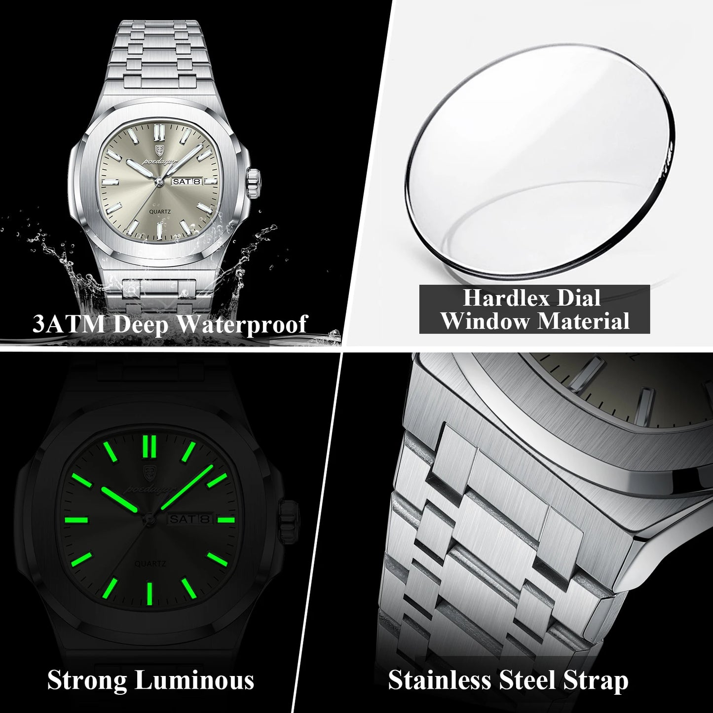 POEDAGAR LUXURY MILITARY MENS WATCH