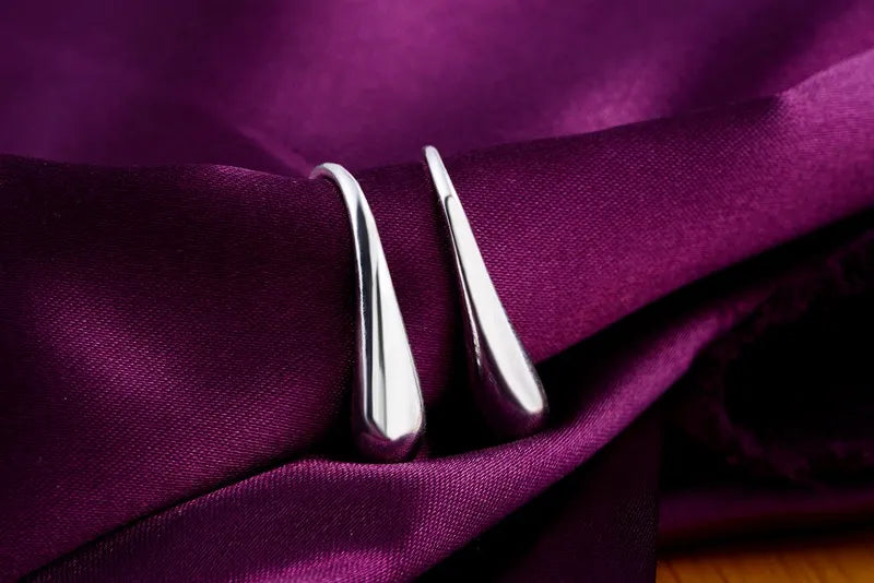 Silver Water Drop Hook Earrings