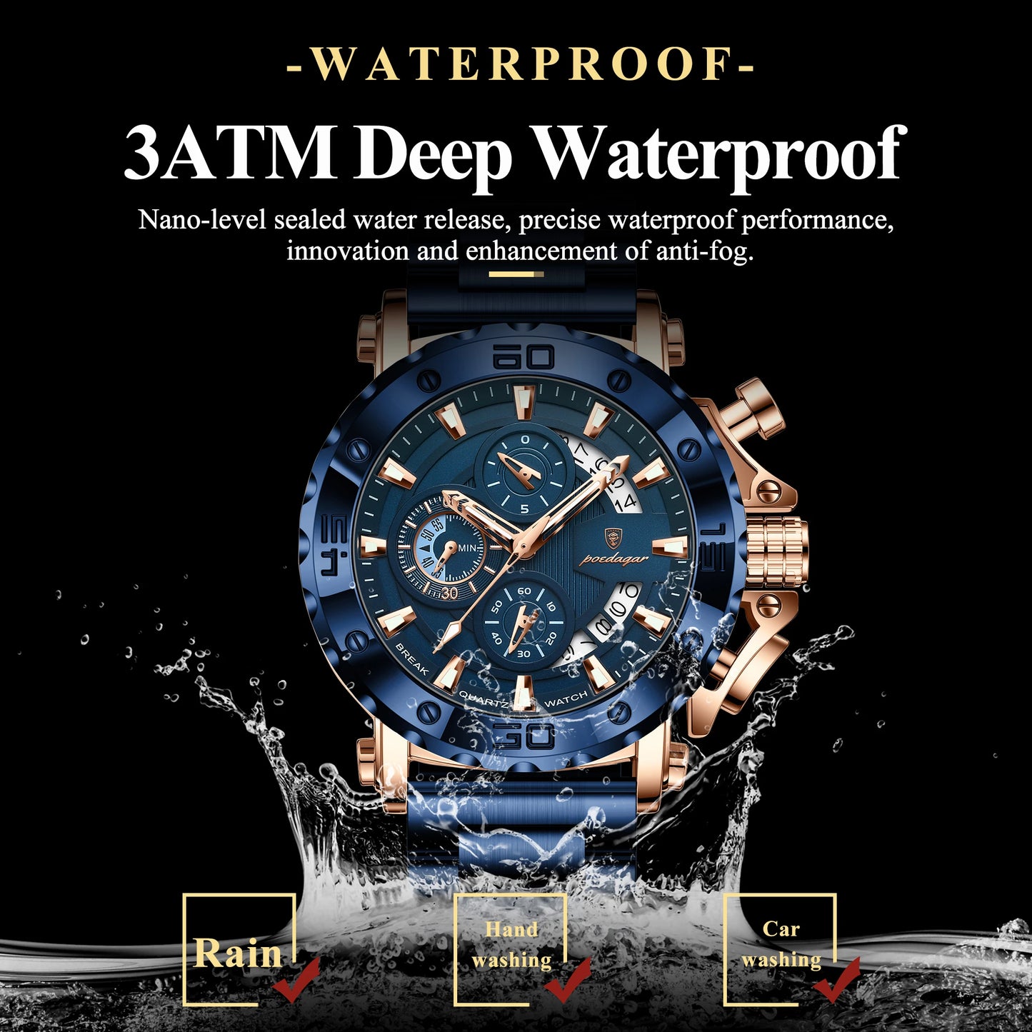 POEDAGAR  LUMINOUS MENS WATCH