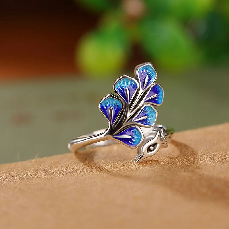 Sterling Silver Blue Peacock Ring