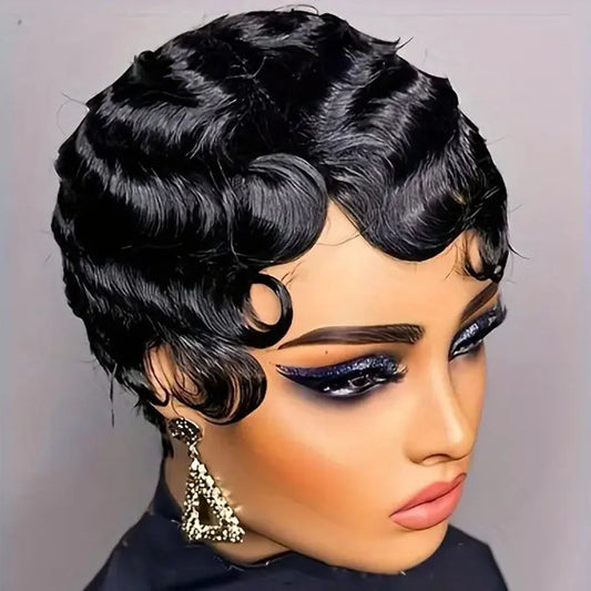 Short Finger Wave  Human Hair Wig