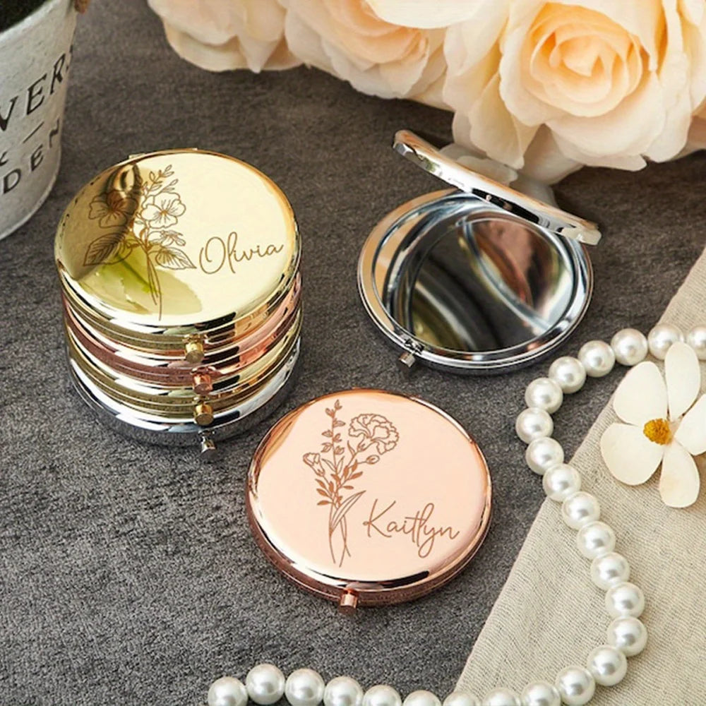 Engraved Compact pocket  Mirror