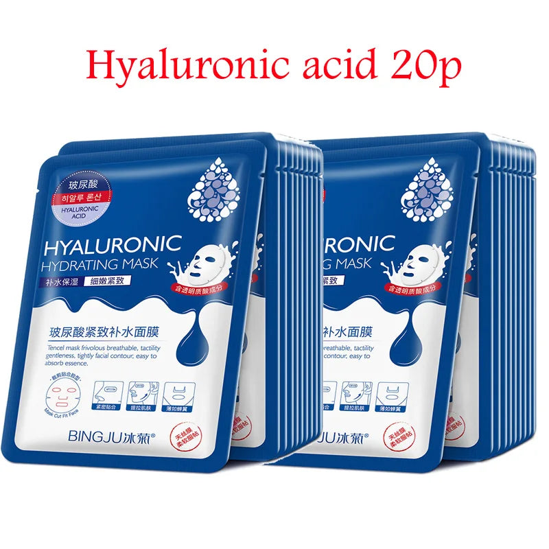 20pcs Hyaluronic Acid Collagen Face Mask