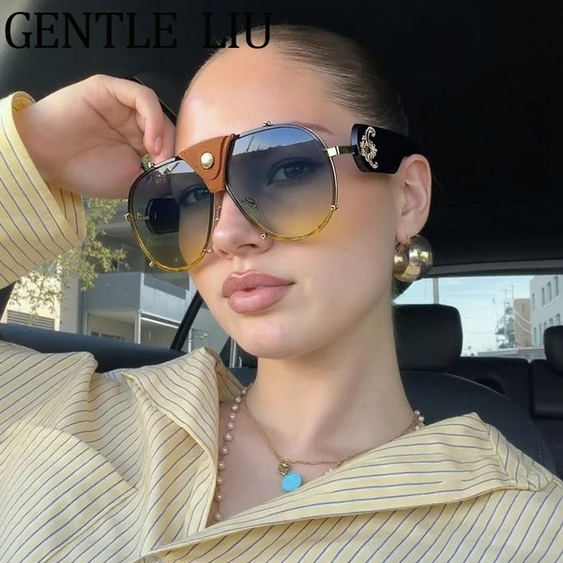 Steampunk Oversized Leather Sunglasses