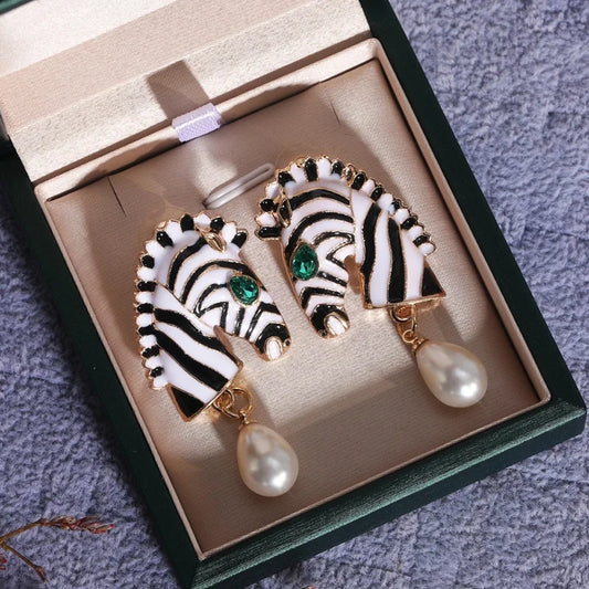Novel Zebra Head Earrings