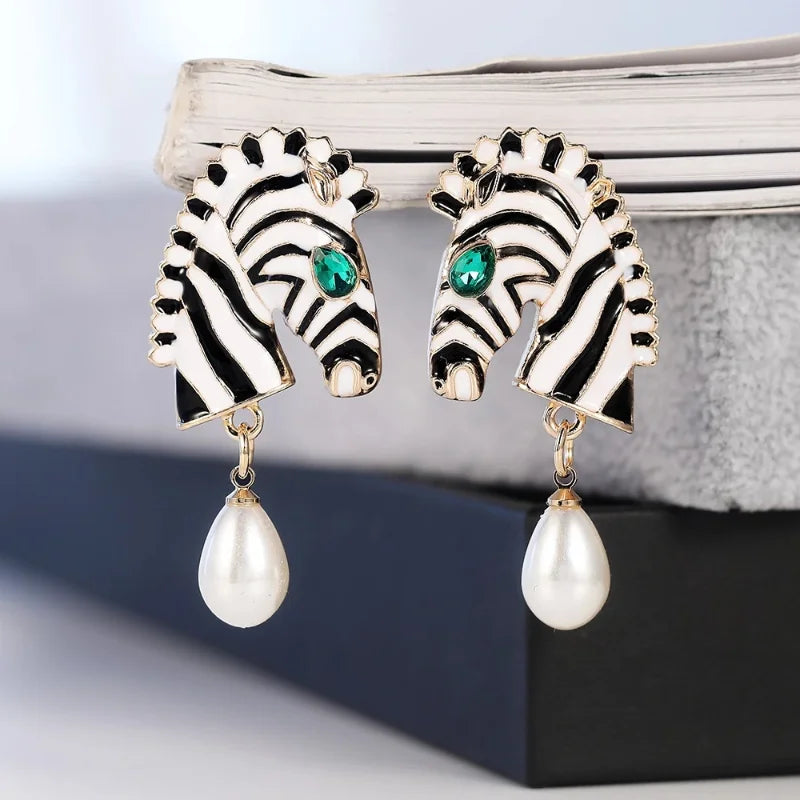 Novel Zebra Head Earrings