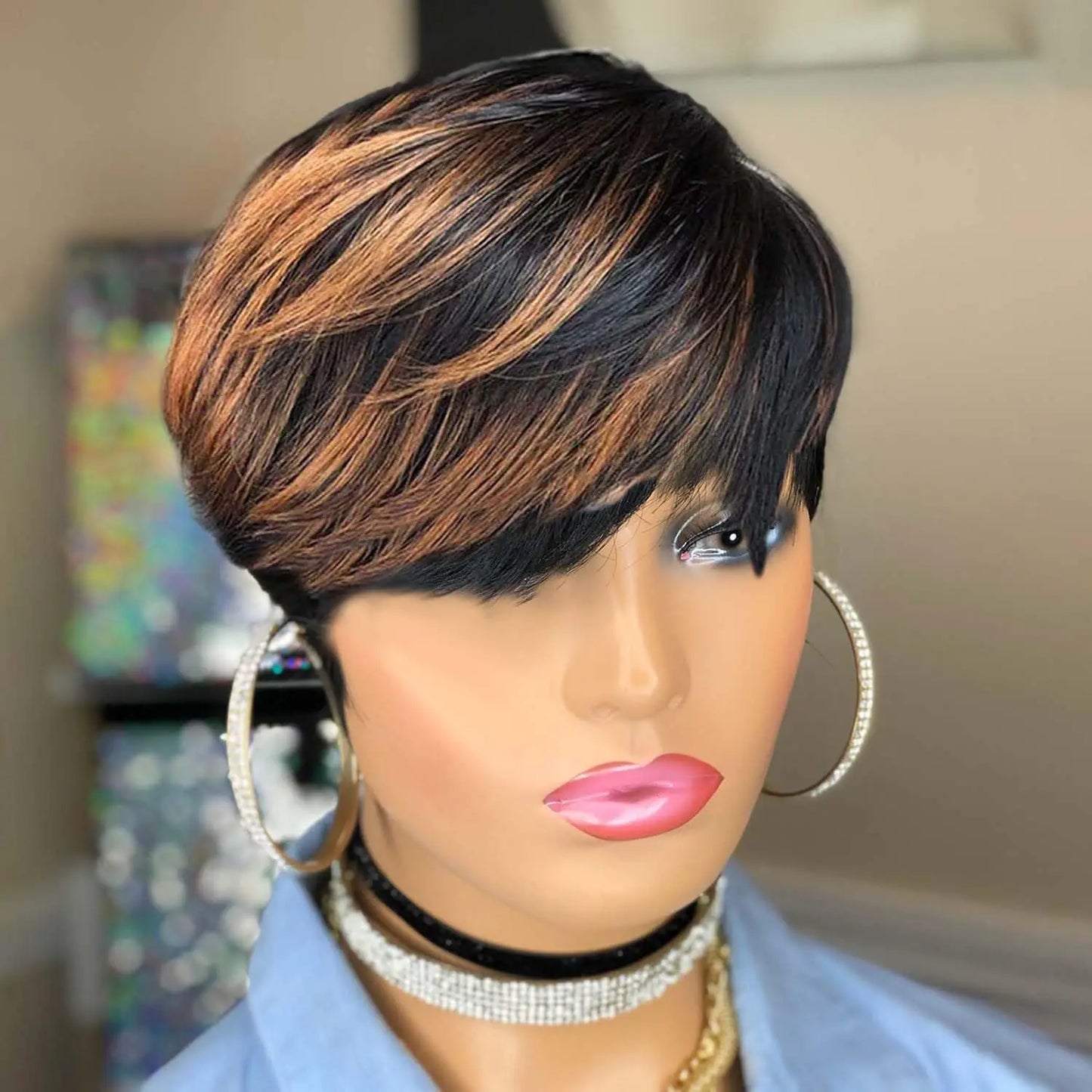REMY Pixie Cut Human Hair Short Wig