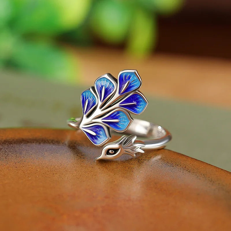 Sterling Silver Blue Peacock Ring