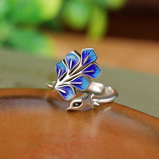 Sterling Silver Blue Peacock Ring