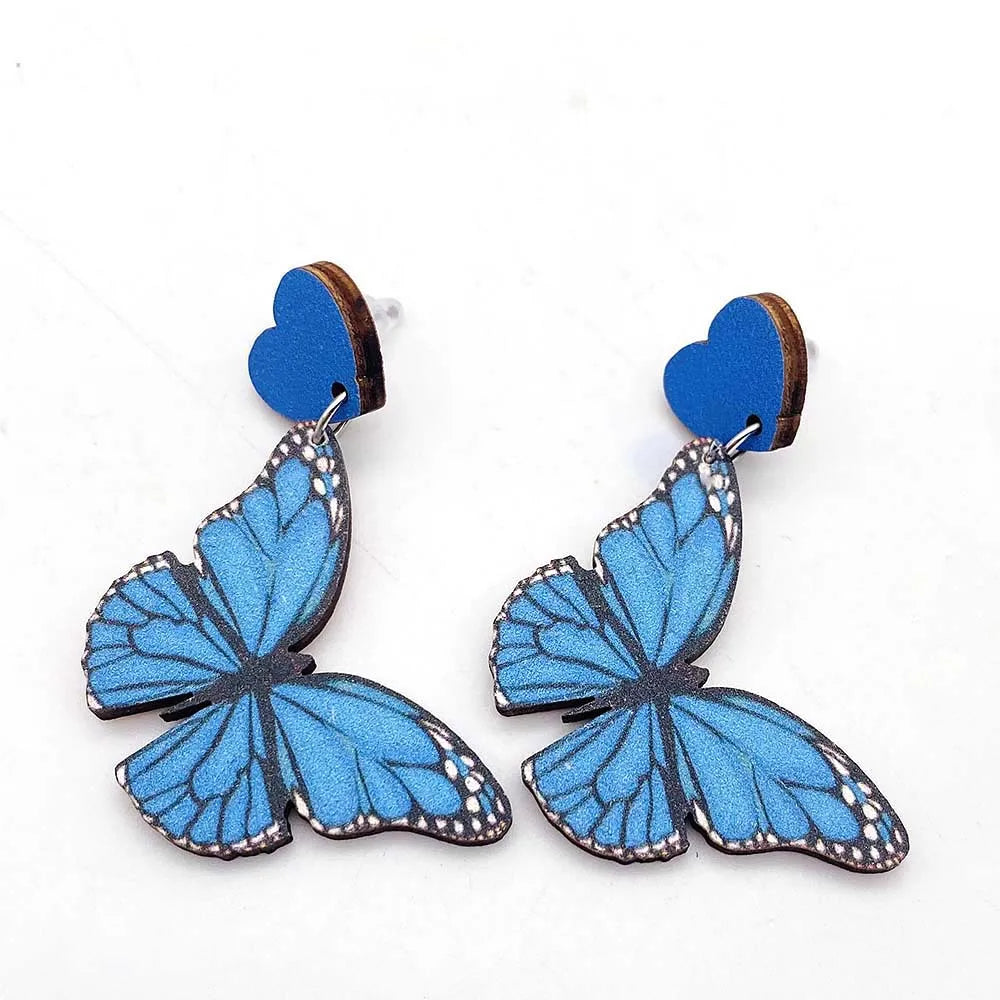 Colorful Butterfly Wood Earrings