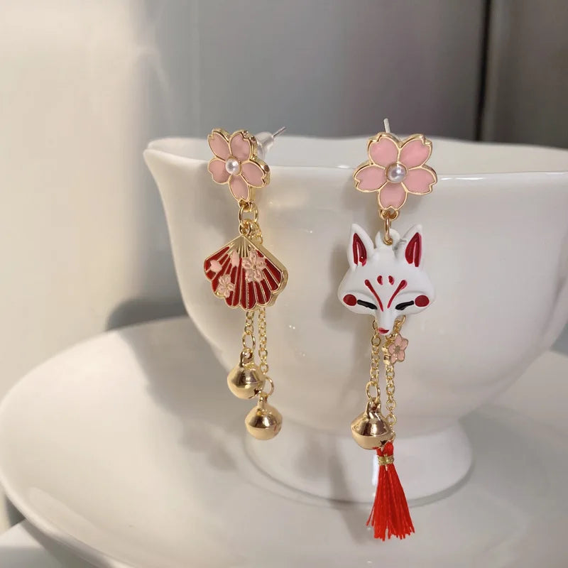 Steel Fan Tassel Earrings