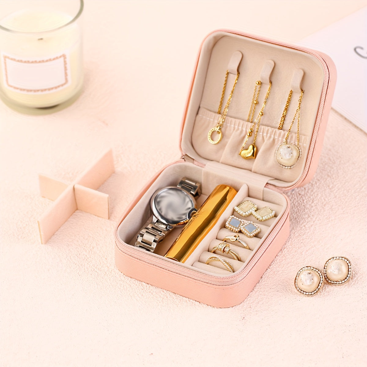 Compact 1pc Travel Jewelry Case