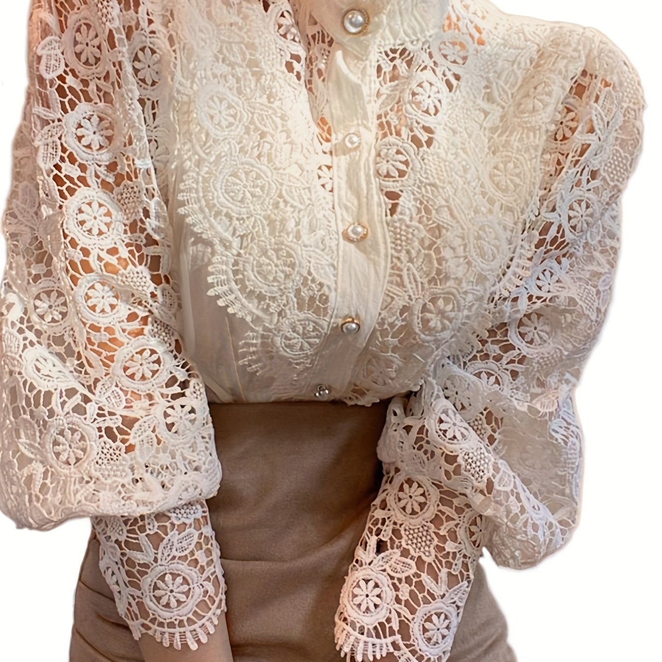 Women's Blouse Lace  Lantern Sleeve