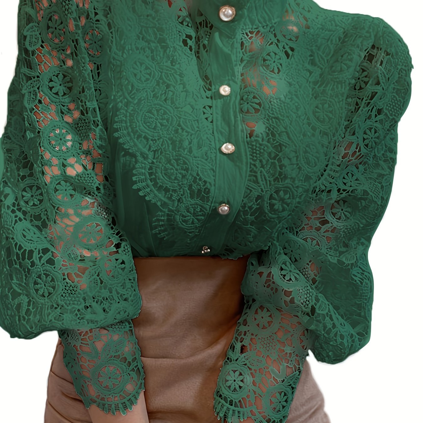 Women's Blouse Lace  Lantern Sleeve