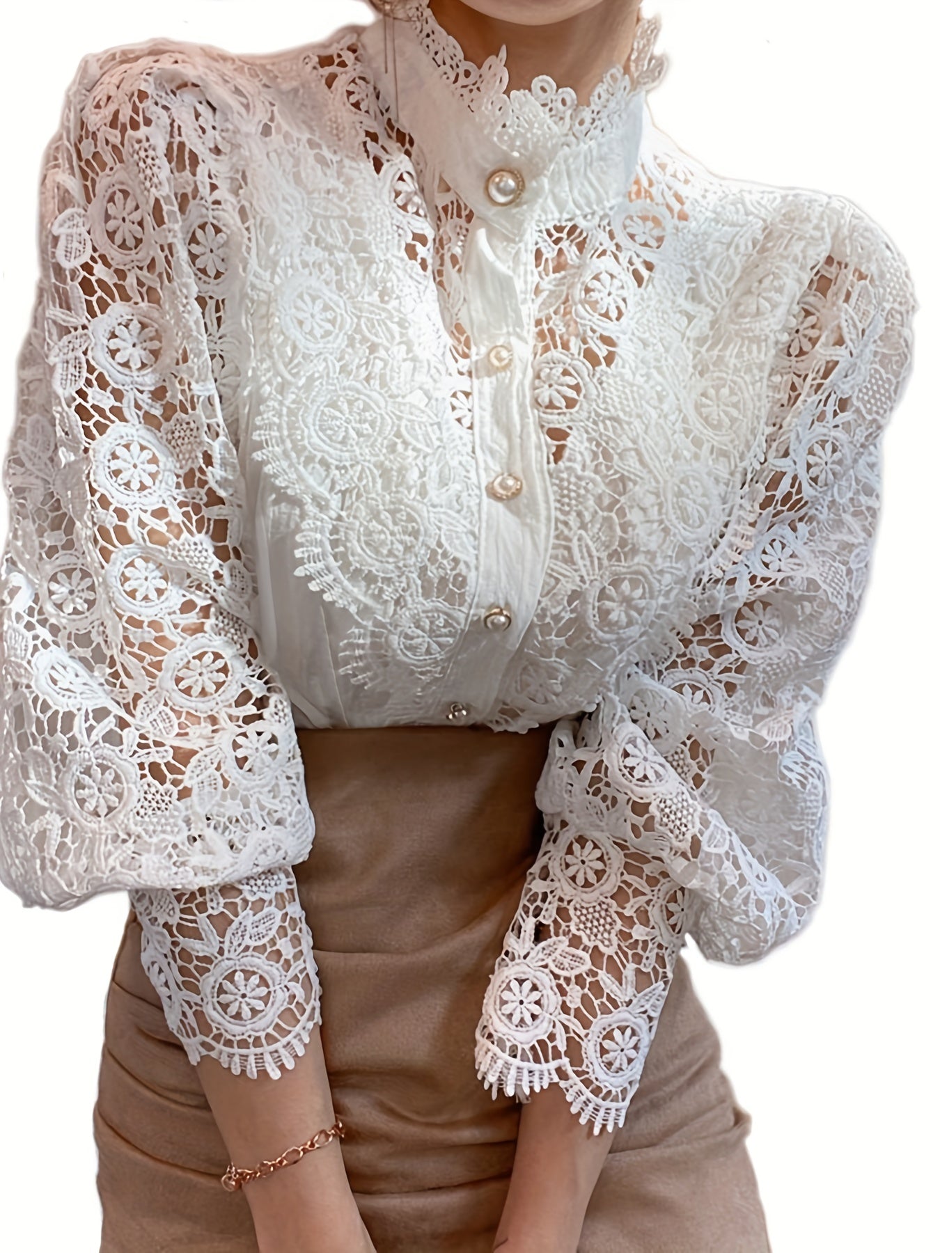 Women's Blouse Lace  Lantern Sleeve