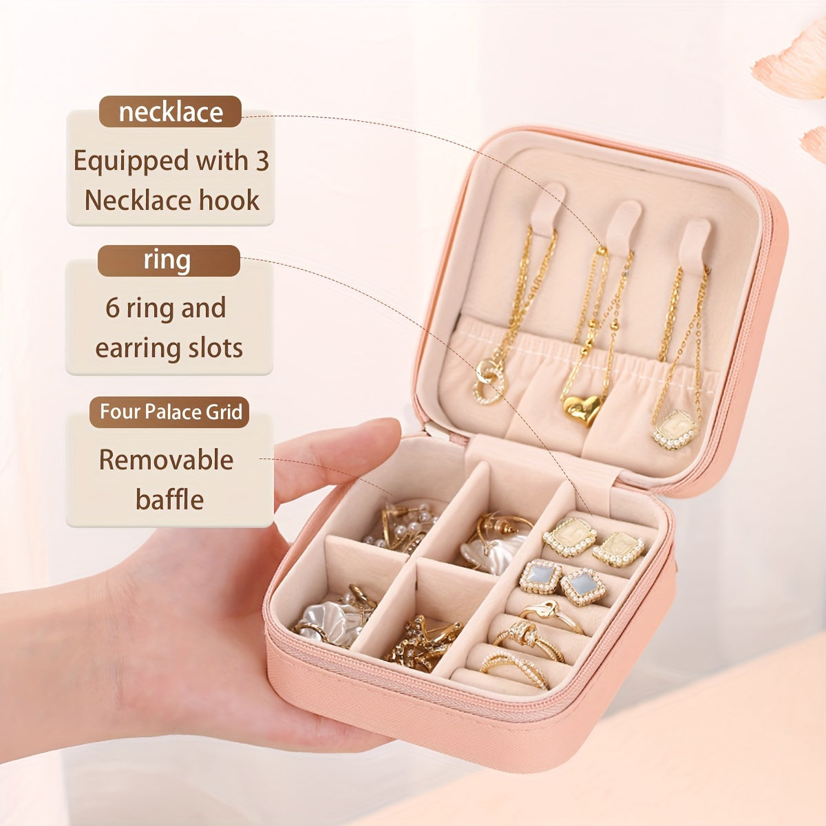 Compact 1pc Travel Jewelry Case