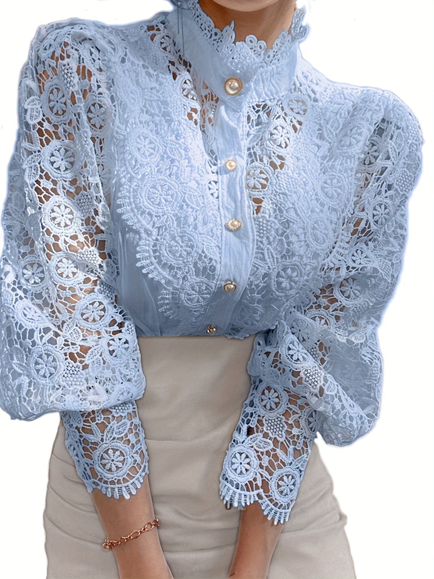 Women's Blouse Lace  Lantern Sleeve